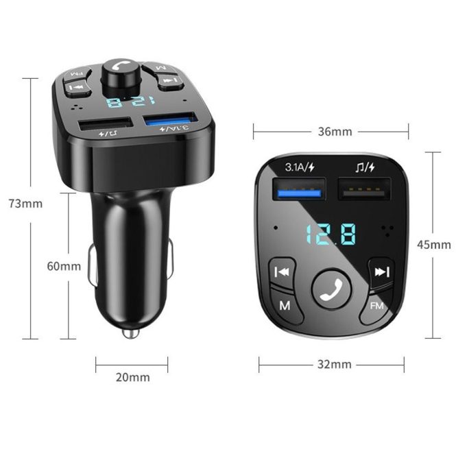 Bluetooth Car Kit/Hands-free | Car MP3 Player BT Wireless FM Transmitter Audio Stereo Dual USB Port Car Charger Support Hands-Free Calling USB Flash Drive Voltage Display Black Bluetooth Car Kit/Hands-free Black