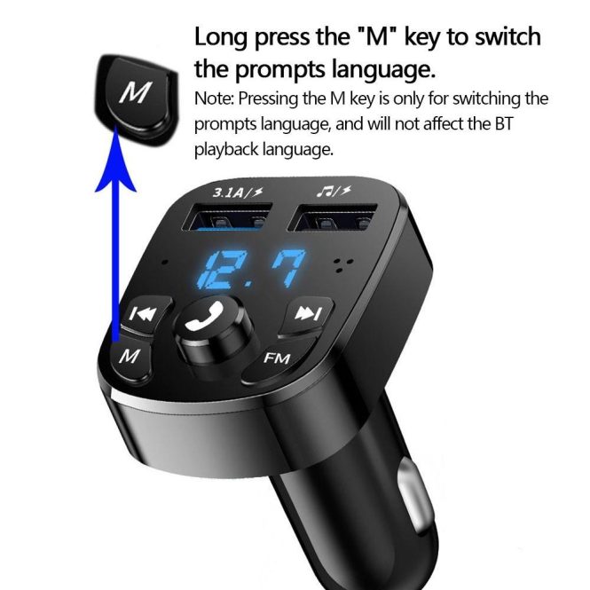 Bluetooth Car Kit/Hands-free | Car MP3 Player BT Wireless FM Transmitter Audio Stereo Dual USB Port Car Charger Support Hands-Free Calling USB Flash Drive Voltage Display Black Bluetooth Car Kit/Hands-free Black