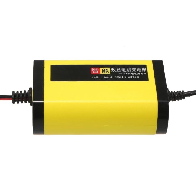 Car Charger | 12V 2A Car Motorcycle  Charger Full Automatic 3 Stages Lead Acid AGM GEL Intelligent LCD Display au Yellow Car Charger Car Charger