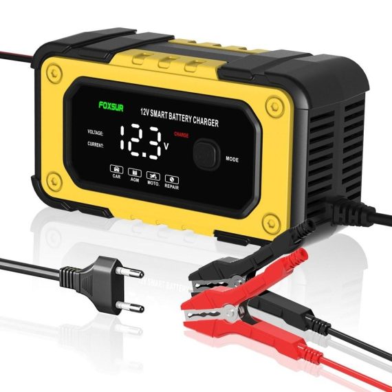 Car Charger | 12V/6A Automatic Battery Chargers Pulse Repairing Charge Device eu Yellow Car Charger Car Charger