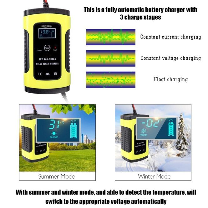 Car Charger | 12V6A Full Automatic Car Battery Recharge Device eu Yellow Car Charger Car Charger