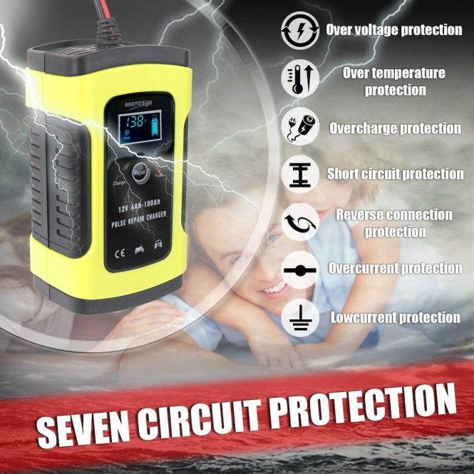 Car Charger | 12V6A Full Automatic Car Battery Recharge Device eu Yellow Car Charger Car Charger