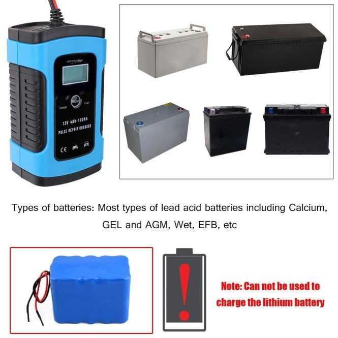 Car Charger | 12V6A Full Automatic Car Battery Recharge Device us Blue Car Charger Blue