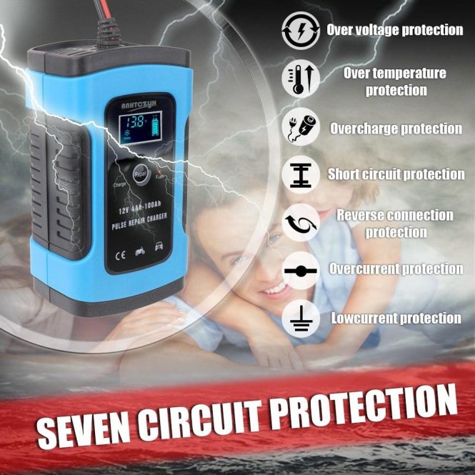 Car Charger | 12V6A Full Automatic Car Battery Recharge Device us Blue Car Charger Blue