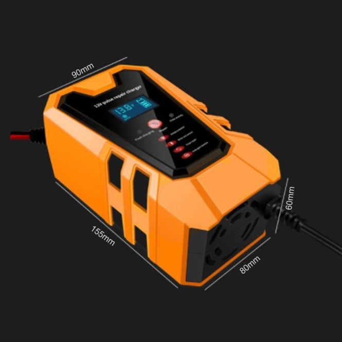 Car Charger | Car Battery Charger 12V 6A Pluse Repair Charger with Intelligent Digital Display for Car Truck Motorcycle Lead Acid Batteries eu Orange Car Charger Car Charger