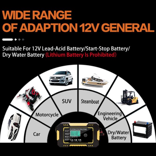 Car Charger | Car Battery Charger 12V 6A Smart Automatic Battery Charger Maintainer with LCD Display au Car Charger Car Charger