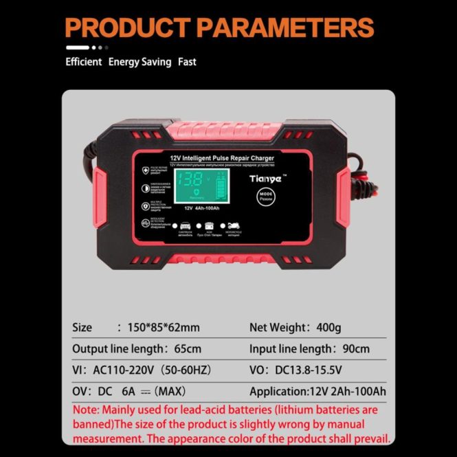 Car Charger | Car Battery Charger 12V 6A Smart Automatic Battery Charger Maintainer with LCD Display au Car Charger Car Charger