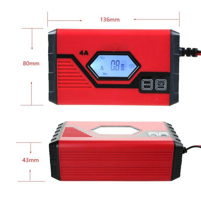 Car Charger | Car Battery Charger 4 Amp 6V/12V Fully Automatic Battery Charger with LCD Screen Battery Maintainer for Car Truck Motorcycle ATV Red Car Charger Car Charger