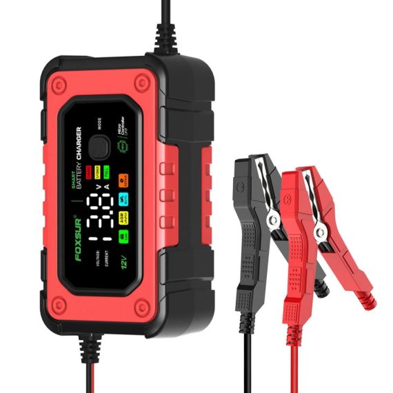 Car Charger | Car Battery Charger Smart Battery Charger with Large Colorful Display Multiple Protection for 12V Car SUV RV Motorcycle Truck eu Red Car Charger Car Charger