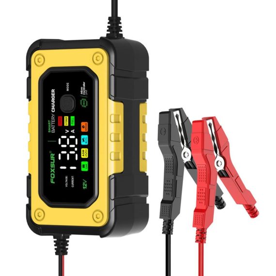 Car Charger | Car Battery Charger Smart Battery Charger with Large Colorful Display Multiple Protection for 12V Car SUV RV Motorcycle Truck eu Yellow Car Charger Car Charger