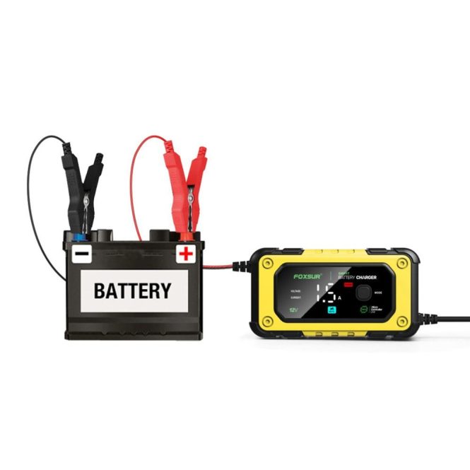 Car Charger | Car Battery Charger Smart Battery Charger with Large Colorful Display Multiple Protection for 12V Car SUV RV Motorcycle Truck us Yellow Car Charger Car Charger