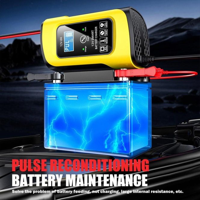 Car Charger | Car Battrey Chargers 12V/8A Intelligent Pulse Repairing Charge Device eu Yellow Car Charger Car Charger