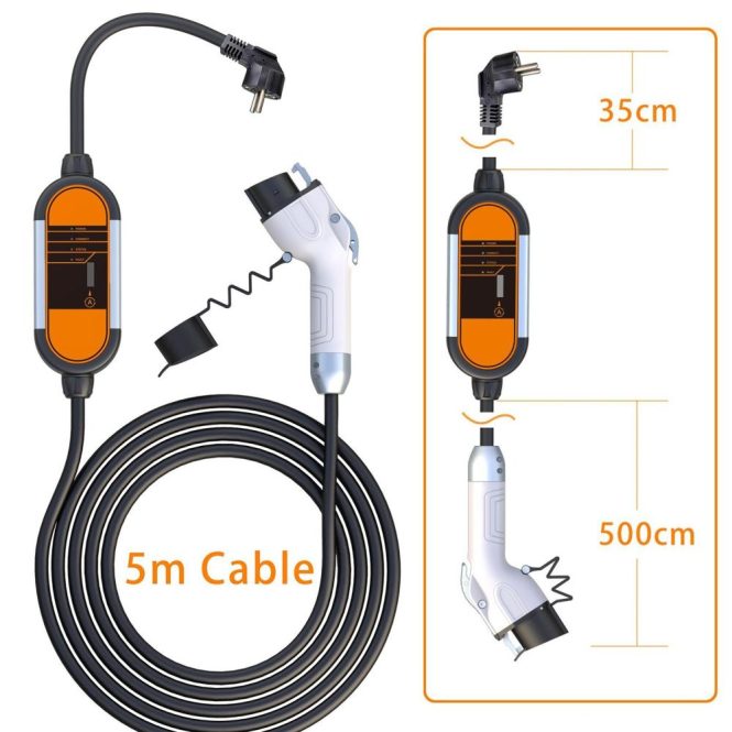 Car Charger | Portable  EV Charger Type2 IEC62196-2 8A-16A  5M Cable,Electric Vehicle Charger EU Plug-in EV Charging Station Adapter eu Car Charger Car Charger