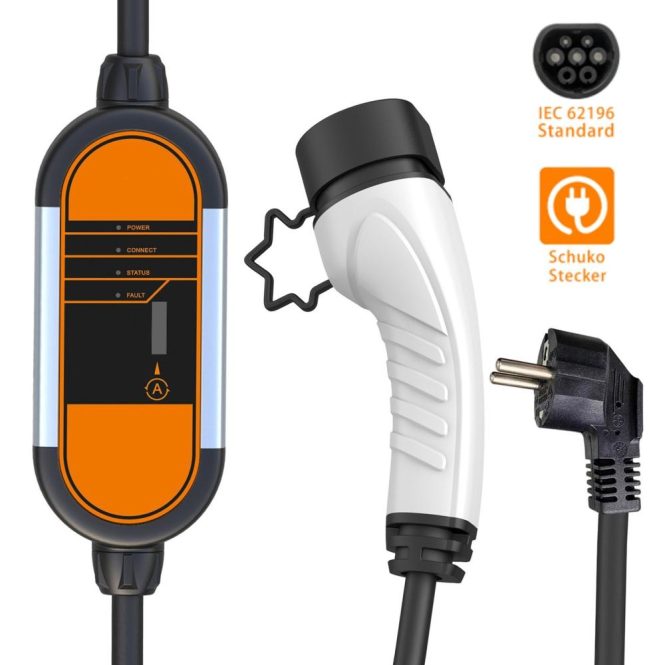 Car Charger | Portable  EV Charger Type2 IEC62196-2 8A-16A  5M Cable,Electric Vehicle Charger EU Plug-in EV Charging Station Adapter eu Car Charger Car Charger