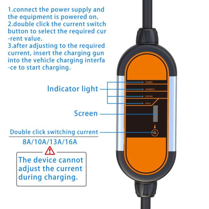 Car Charger | Portable  EV Charger Type2 IEC62196-2 8A-16A  5M Cable,Electric Vehicle Charger EU Plug-in EV Charging Station Adapter eu Car Charger Car Charger