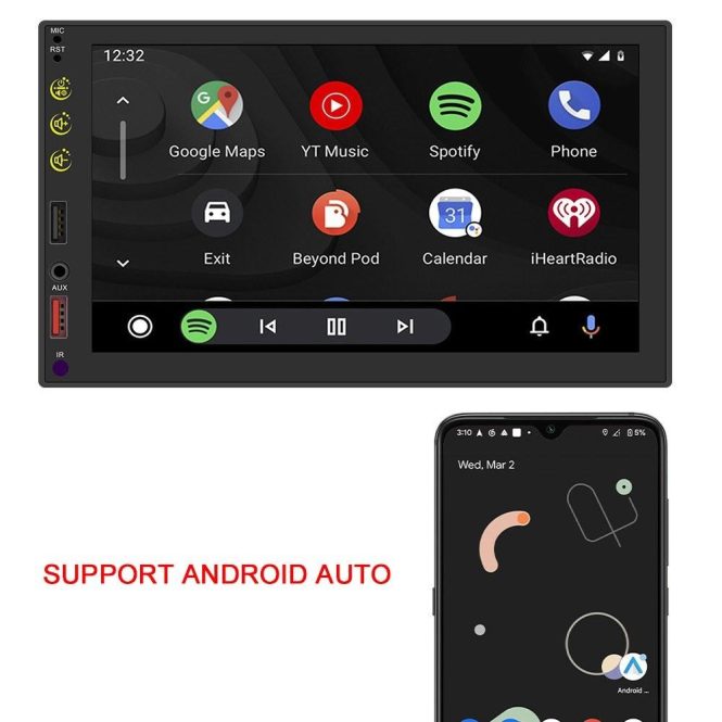 Car DVD Player | 7 Inch Car Stereo MP5 Player BT FM/AM Radio Receiver with Carplay Android Auto Black Car Black