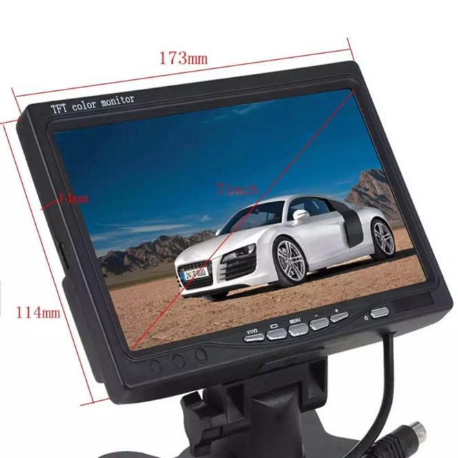 Car DVD Player | 7 Inch HD Monitor Display Screen TFT Car Screen Monitor HD 1024×600 Display AV Input Built-in Speaker For Trucks Bus RV Trailer Reverse Rear View Backup Camera Black Car Black