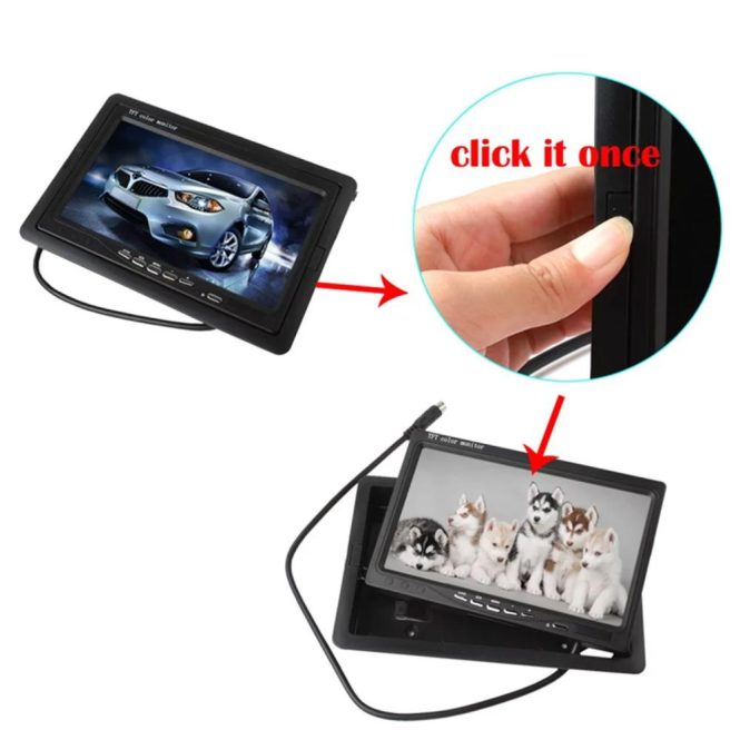 Car DVD Player | 7 Inch HD Monitor Display Screen TFT Car Screen Monitor HD 1024×600 Display AV Input Built-in Speaker For Trucks Bus RV Trailer Reverse Rear View Backup Camera Black Car Black