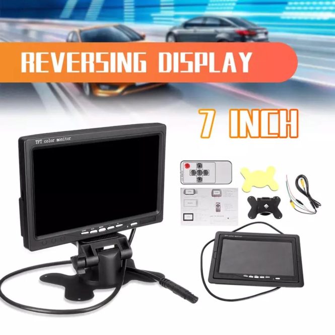 Car DVD Player | 7 Inch HD Monitor Display Screen TFT Car Screen Monitor HD 1024×600 Display AV Input Built-in Speaker For Trucks Bus RV Trailer Reverse Rear View Backup Camera Black Car Black