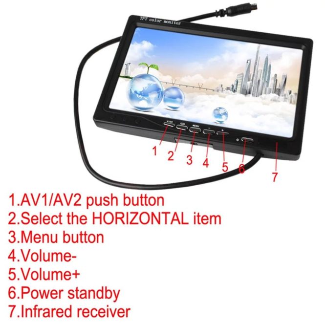 Car DVD Player | 7 Inch HD Monitor Display Screen TFT Car Screen Monitor HD 1024×600 Display AV Input Built-in Speaker For Trucks Bus RV Trailer Reverse Rear View Backup Camera Black Car Black