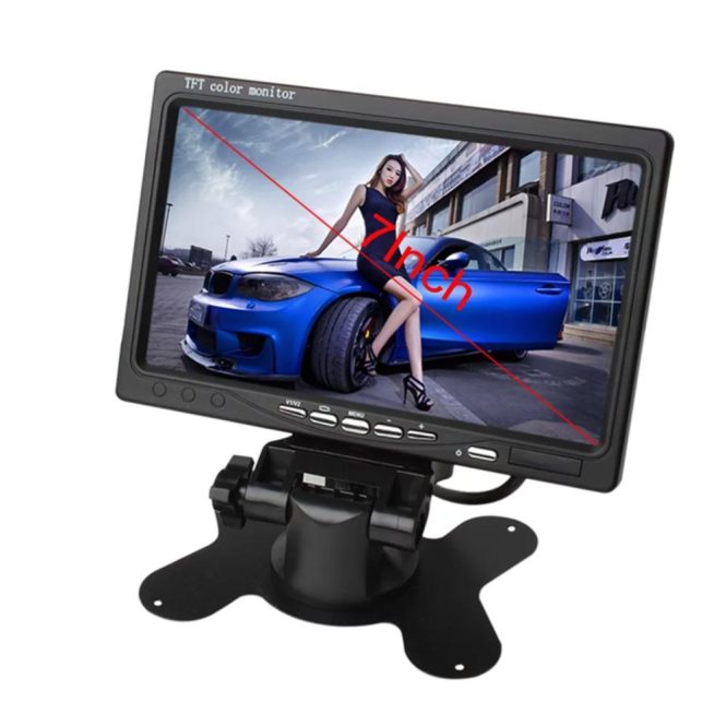 Car DVD Player | 7 Inch HD Monitor Display Screen TFT Car Screen Monitor HD 1024×600 Display AV Input Built-in Speaker For Trucks Bus RV Trailer Reverse Rear View Backup Camera Black Car Black