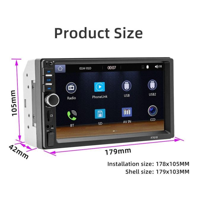 Car DVD Player | 7in Multi-language Car BT MP5 Player Multifunctional Car Audio and Video Player Black Car Black