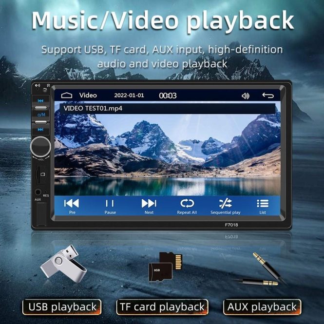 Car DVD Player | 7in Multi-language Car BT MP5 Player Multifunctional Car Audio and Video Player Black Car Black