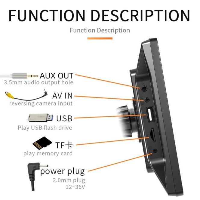 Car DVD Player | 9in Multi-language Car BT MP5 Player Multifunctional Car Audio and Video Player Black Car Black