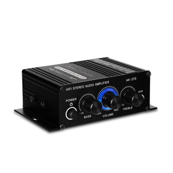 Car DVD Player | AK270 Mini Audio 2-Channel Stereo Power Amplifier Portable Sound Amplifier AUX Input Speaker Amp for Car and Home Black Car Black