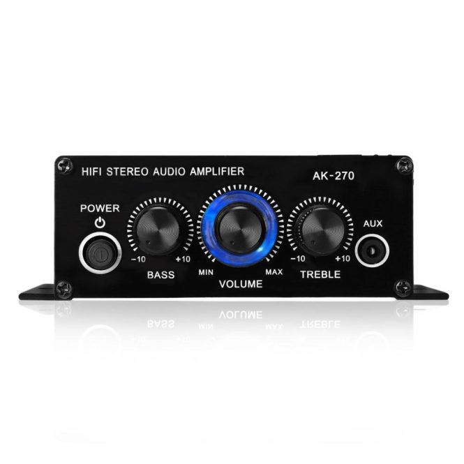 Car DVD Player | AK270 Mini Audio 2-Channel Stereo Power Amplifier Portable Sound Amplifier AUX Input Speaker Amp for Car and Home Black Car Black