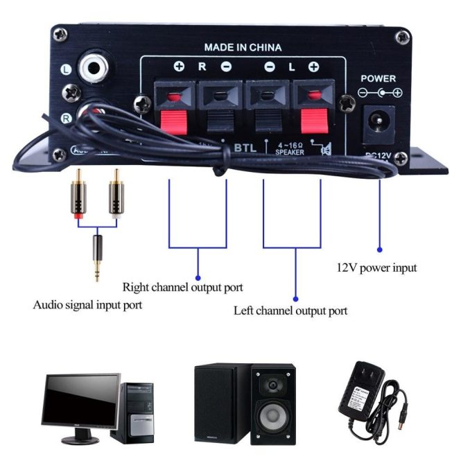 Car DVD Player | AK370 Mini Audio Power Amplifier Portable Sound Amplifier Speaker Amp for Car and Home Black Car Black