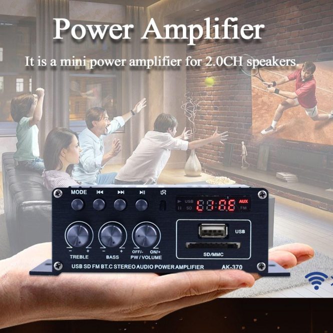 Car DVD Player | AK370 Mini Audio Power Amplifier Portable Sound Amplifier Speaker Amp for Car and Home Black Car Black