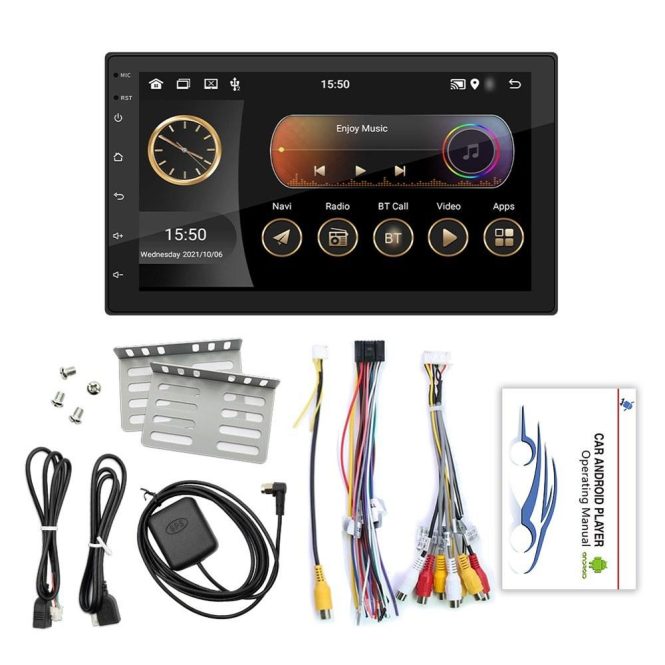 Car DVD Player | Android 11 Car Stereo Double Din GPS Navigation FM Radio with 7 Inch Touchscreen Black Car Black