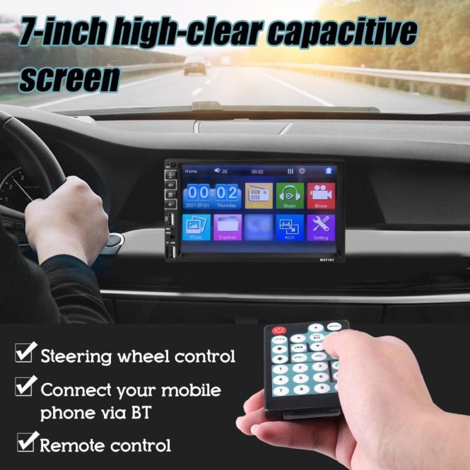 Car DVD Player | Single Din Car Stereo 7 Inch LCD Touchscreen Monitor BT MP5 Player FM Car Radio Receiver Support TF/USB/AUX-IN Mobile Phone Link Hands-Free Calling Reverse Picture Steering Wheel Control Up Installation Car Car DVD Player