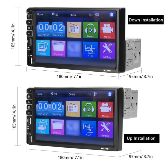 Car DVD Player | Single Din Car Stereo 7 Inch LCD Touchscreen Monitor BT MP5 Player FM Car Radio Receiver Support TF/USB/AUX-IN Mobile Phone Link Hands-Free Calling Reverse Picture Steering Wheel Control Up Installation Car Car DVD Player