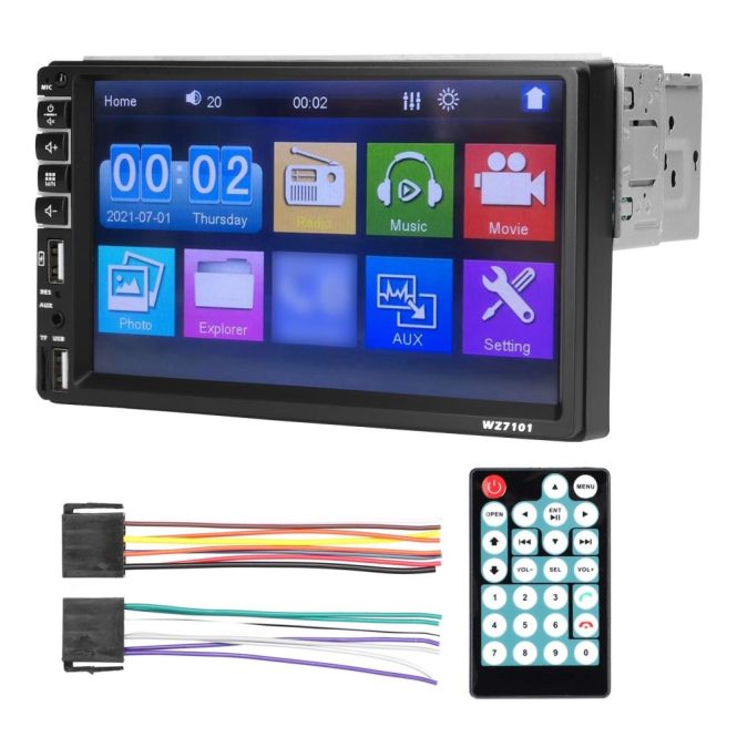 Car DVD Player | Single Din Car Stereo 7 Inch LCD Touchscreen Monitor BT MP5 Player FM Car Radio Receiver Support TF/USB/AUX-IN Mobile Phone Link Hands-Free Calling Reverse Picture Steering Wheel Control Up Installation Car Car DVD Player