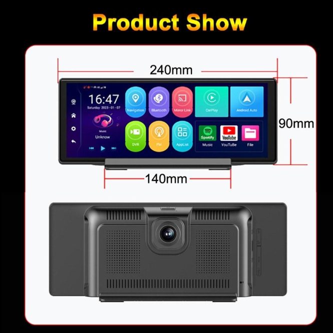 Car DVR | 10.26 Inch Dual Camera Car DVR Android 10.0 GPS Navigation Driving Recording Black Car Black