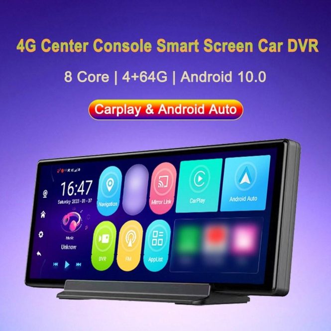 Car DVR | 10.26 Inch Dual Camera Car DVR Android 10.0 GPS Navigation Driving Recording Black Car Black