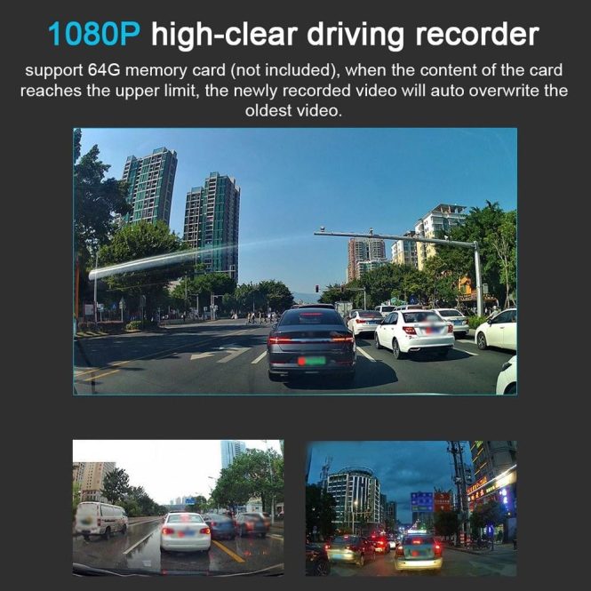 Car DVR | 1080P DVR Dash Camera 4 Inch Car Dashcam Driving Recorder(Front and Rear Recording) Black Car Black