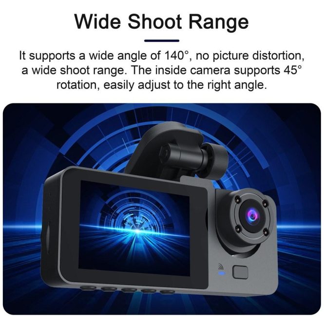 Car DVR | 1080P DVR Dash Camera Front and Rear Camera Driving Recorder 2 Inch Screen Dashcam Black Car Black