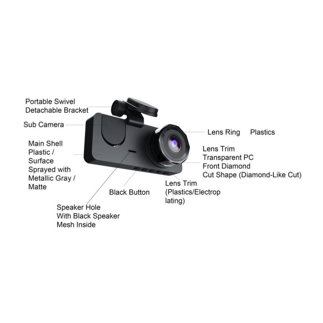 Car DVR | 1080P DVR Dash Camera Front and Rear Camera Driving Recorder 2 Inch Screen Dashcam Black Car Black