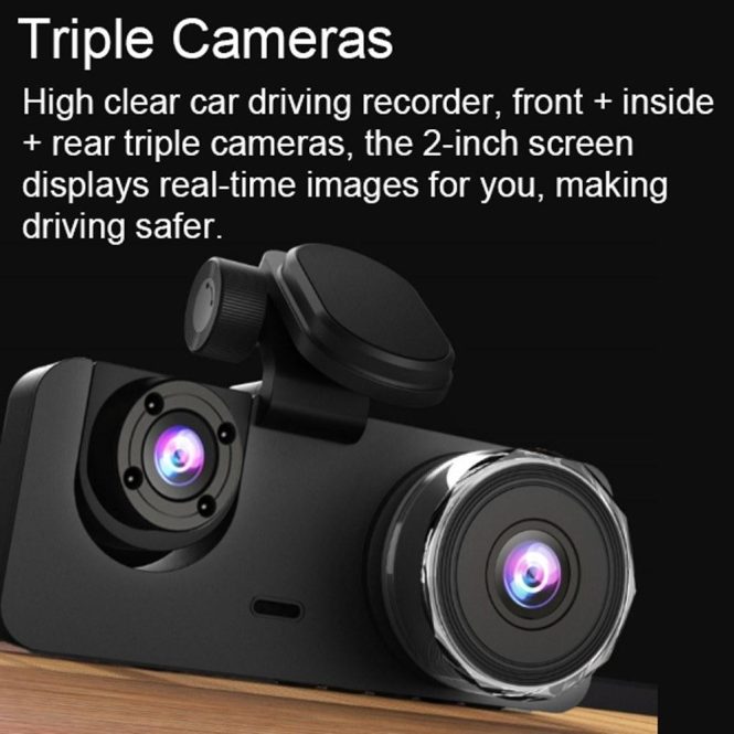 Car DVR | 1080P DVR Dash Camera Front and Rear Camera Driving Recorder 2 Inch Screen Dashcam Black Car Black