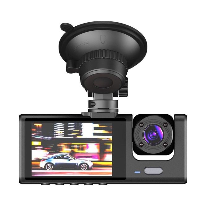 Car DVR | 1080P DVR Dash Camera Front and Rear Camera Driving Recorder 2 Inch Screen Dashcam Support Night-Vision Loop Recording One-Key Lock Black Car Black