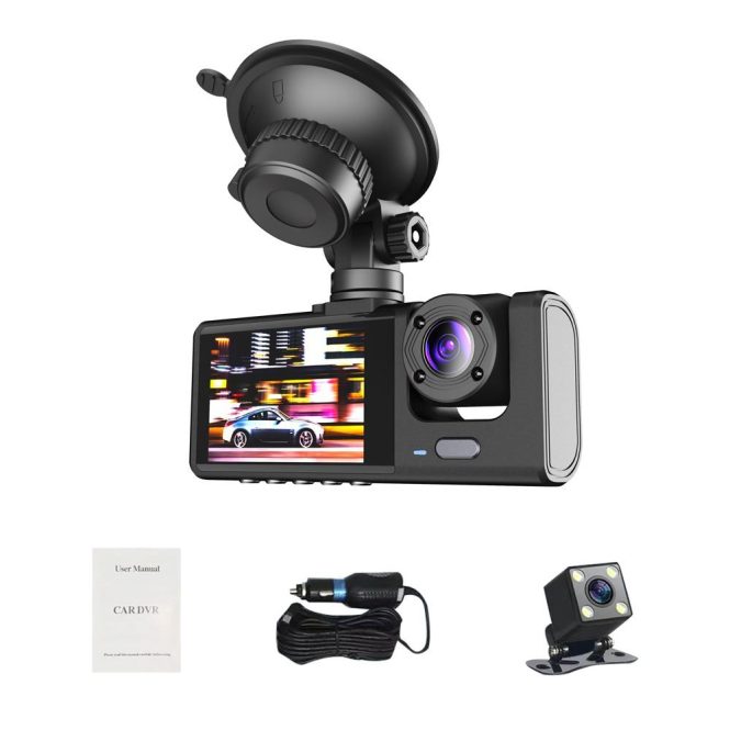 Car DVR | 1080P DVR Dash Camera Front and Rear Camera Driving Recorder 2 Inch Screen Dashcam Support Night-Vision Loop Recording One-Key Lock Black Car Black