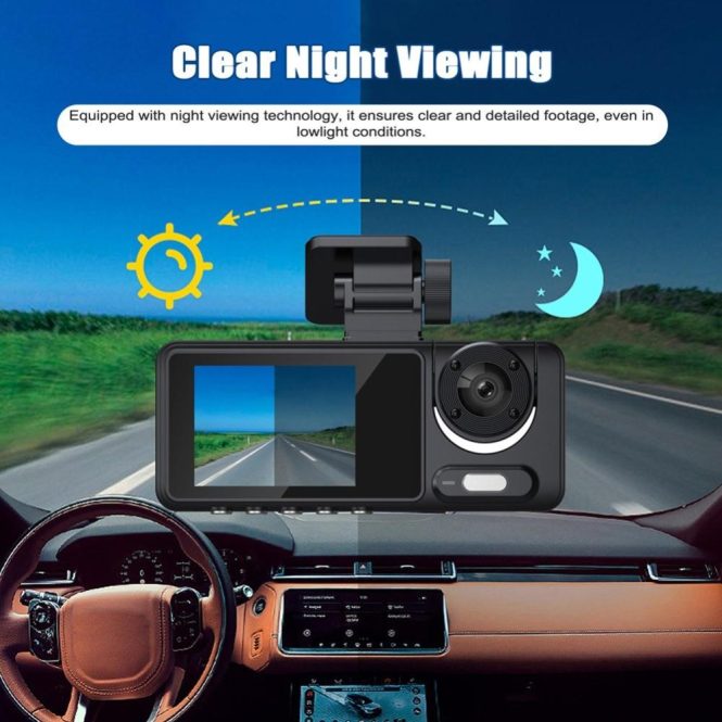 Car DVR | 2 Cameras Dash Cam Multi-Language Clear Car Video Recording Camcorder Black Car Black