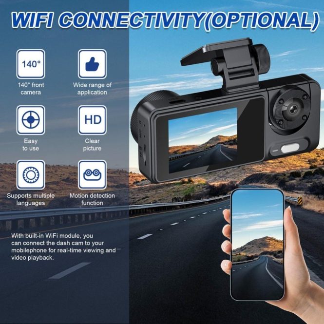 Car DVR | 2 Cameras Dash Cam Multi-Language Clear Car Video Recording Camcorder Black Car Black