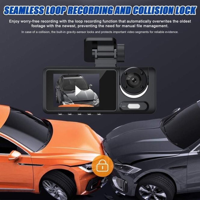 Car DVR | 2 Cameras Dash Cam Multi-Language Clear Car Video Recording Camcorder Black Car Black