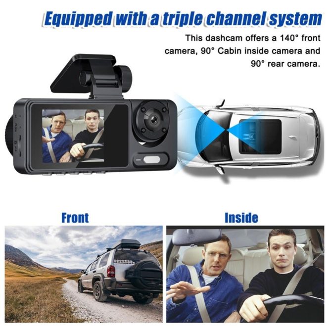 Car DVR | 2 Cameras Dash Cam Multi-Language Clear Car Video Recording Camcorder Black Car Black