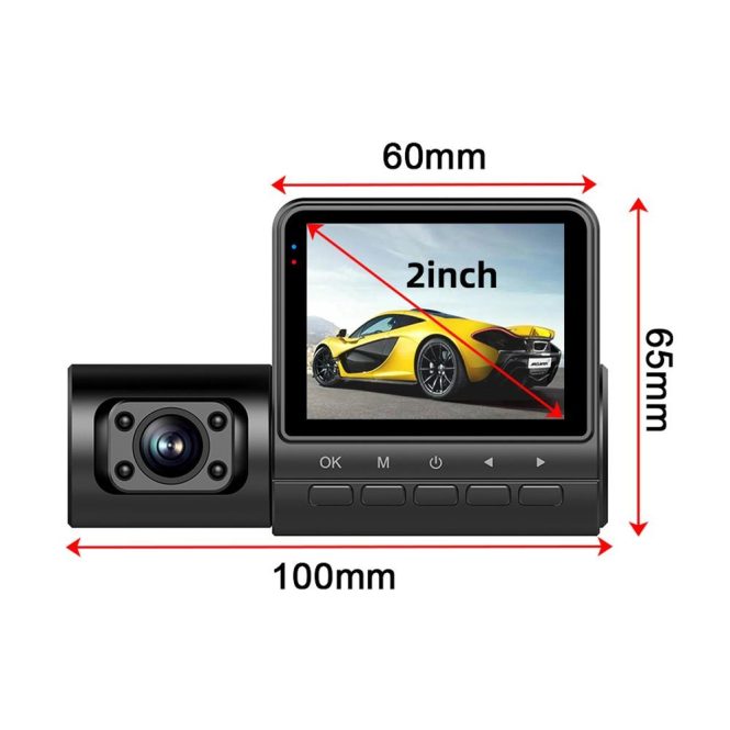 Car DVR | 3 Cameras Dash Cam 2in Clear Car Rearview Mirror Car Video Recording Camcorder Black Car Black