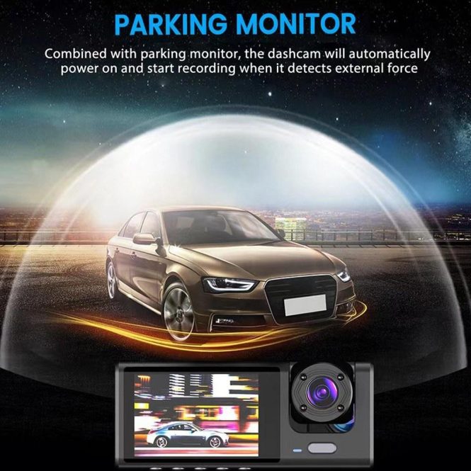 Car DVR | 3 Cameras Dash Cam Multi-Language Clear Car Rearview Mirror Car Video Recording Camcorder Black Car Black